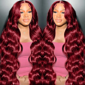 MUZOJET 99J Burgundy Lace Front Wig front view