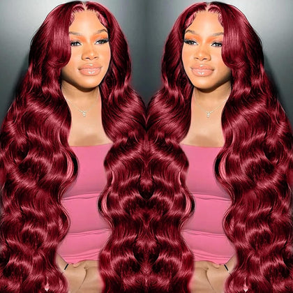 MUZOJET 99J Burgundy Lace Front Wig front view