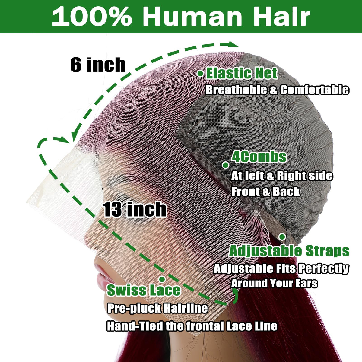 MUZOJET 99J Burgundy Lace Front Wig styled on mannequin