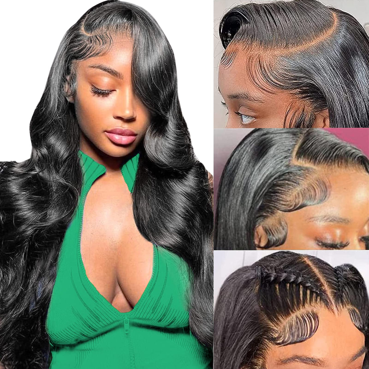 MUZOJET Body Wave Lace Front Wig front view with natural waves