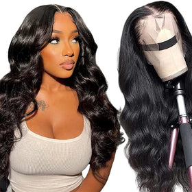 MUZOJET Body Wave Lace Front Wig with adjustable straps and combs