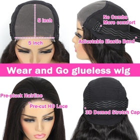 MUZOJET Glueless Body Wave Wig back view