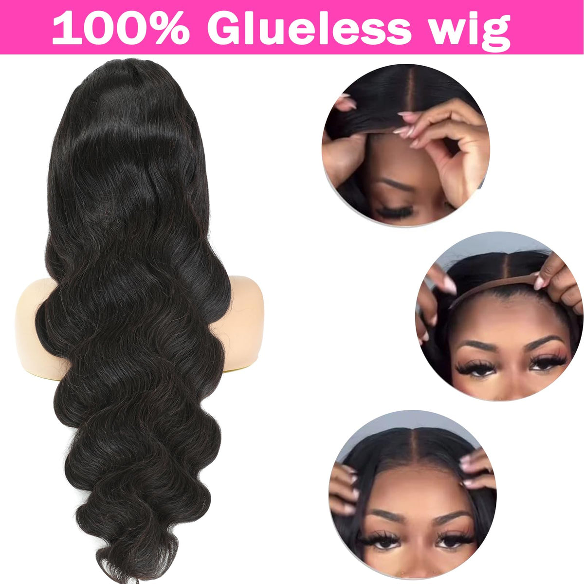 MUZOJET Glueless Body Wave Wig side view with natural hairline