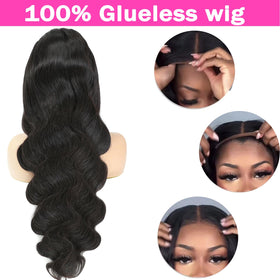 MUZOJET Glueless Body Wave Wig side view with natural hairline