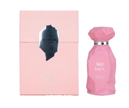 my perfumes Arabiyat Prestige Safa Eau de Parfum 100ml pink geometric bottle front view