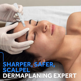 MyMed Dermaplaning Razors displayed with skincare products