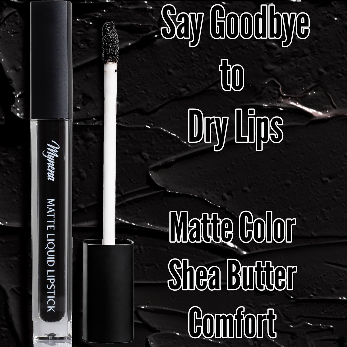 Mynena Hydrating Black Matte Liquid Lipstick Linda back view