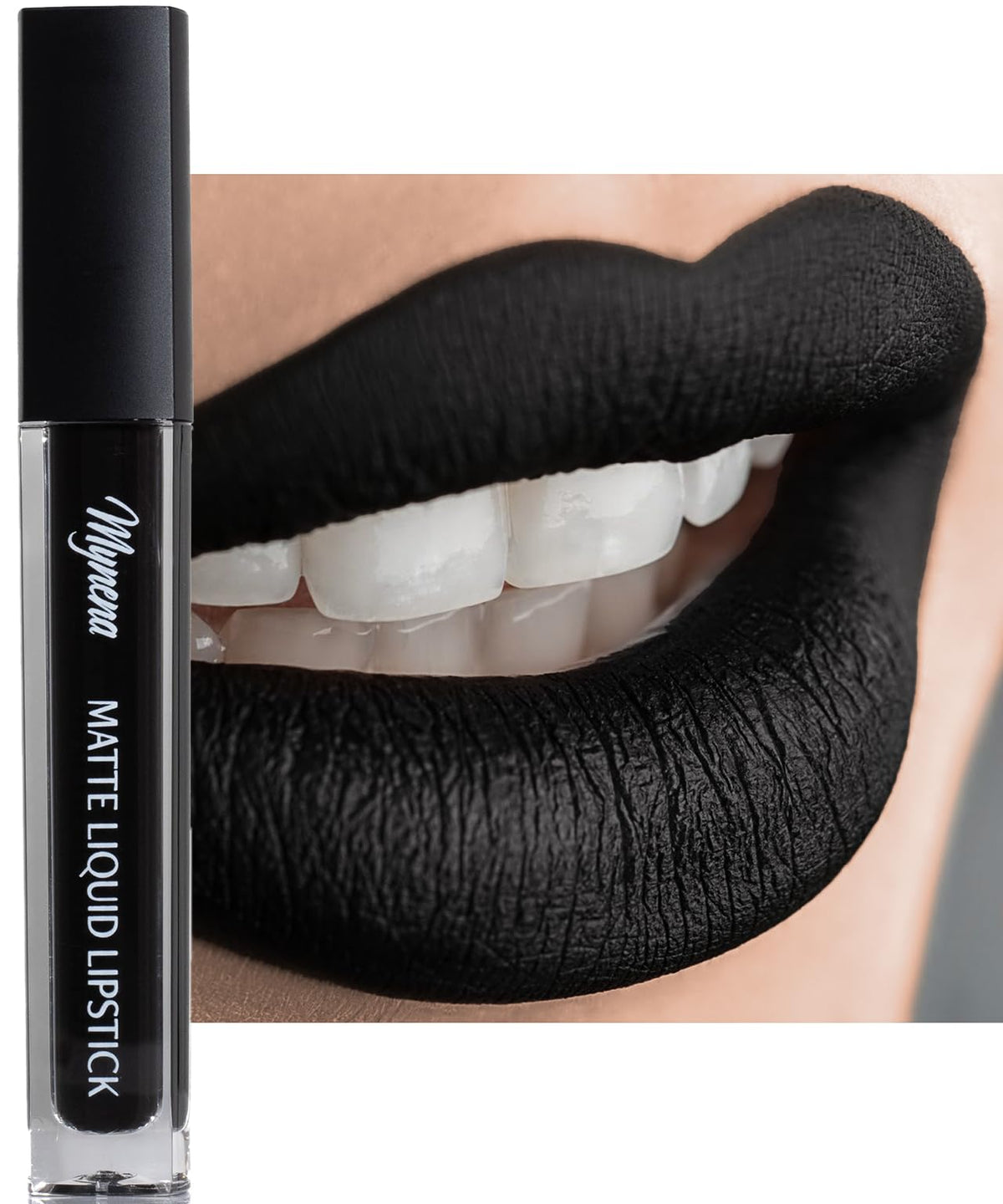 Mynena Hydrating Black Matte Liquid Lipstick Linda front view