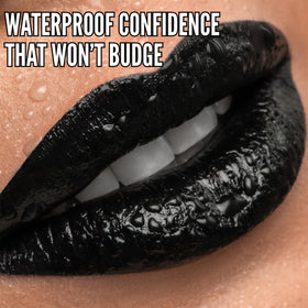 Mynena Hydrating Black Matte Liquid Lipstick Linda swatch on skin