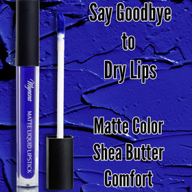 Mynena Hydrating Blue Matte Liquid Lipstick Mavi applicator close-up