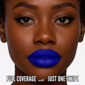 Mynena Hydrating Blue Matte Liquid Lipstick Mavi on lips