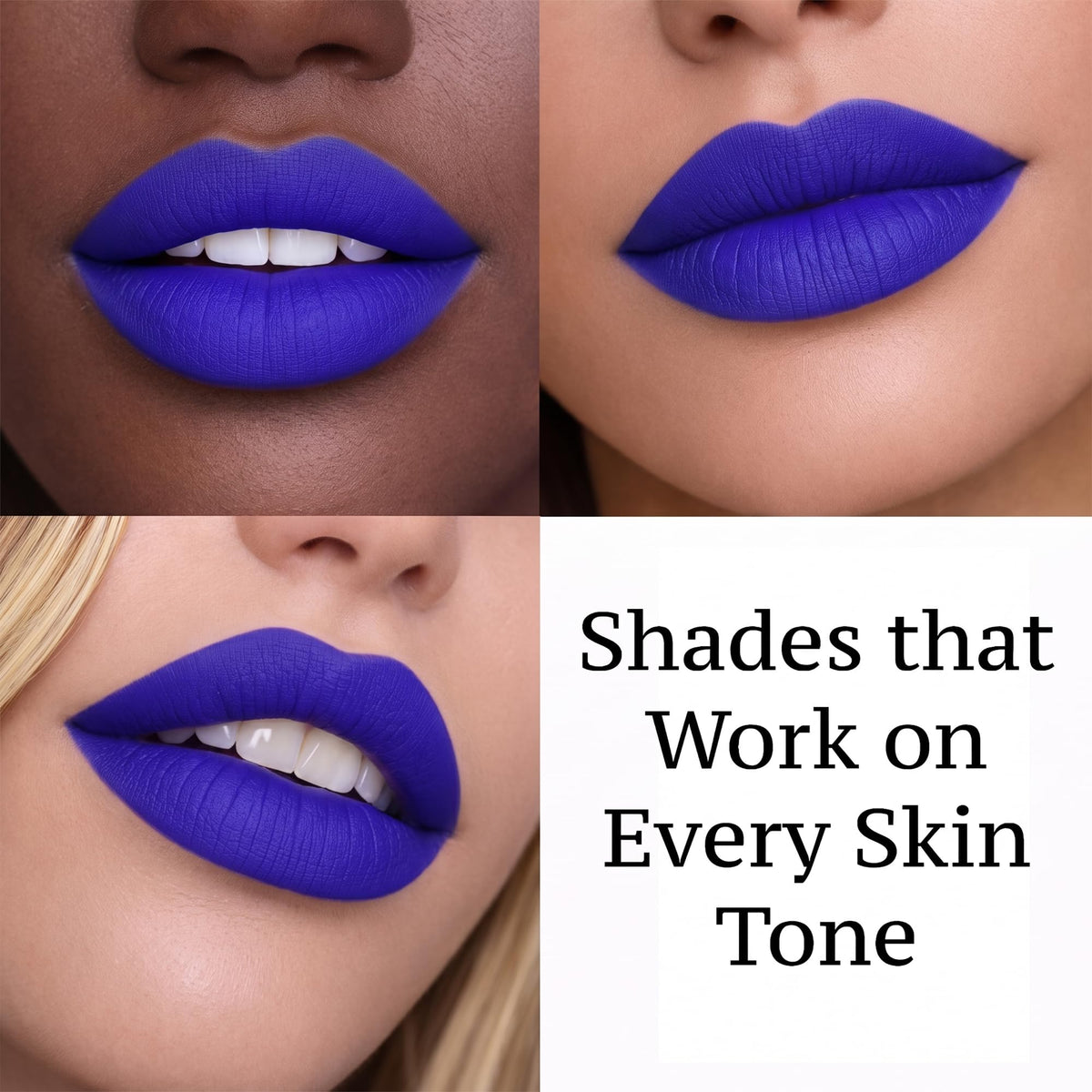 Mynena Hydrating Blue Matte Liquid Lipstick Mavi swatch on skin