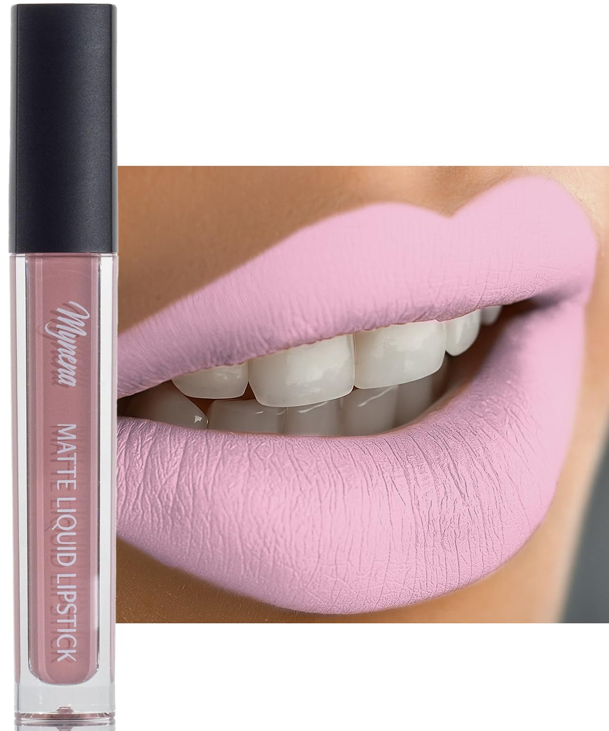 Mynena Hydrating Pink Matte Liquid Lipstick Clara front view
