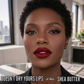 Mynena Hydrating Red Matte Liquid Lipstick on model's lips