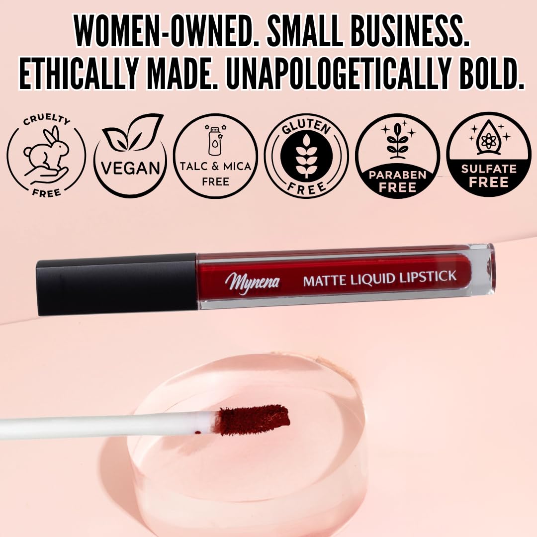 Mynena Hydrating Red Matte Liquid Lipstick with other cosmetics