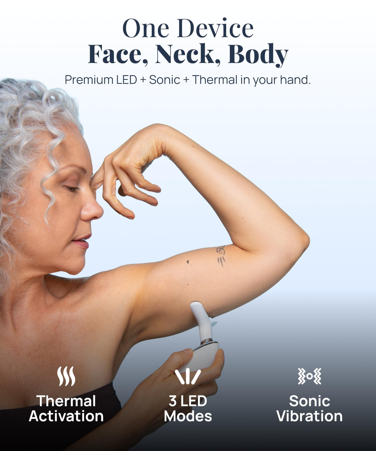 MyoGlow Arm Sculpting Device showing LED light feature
