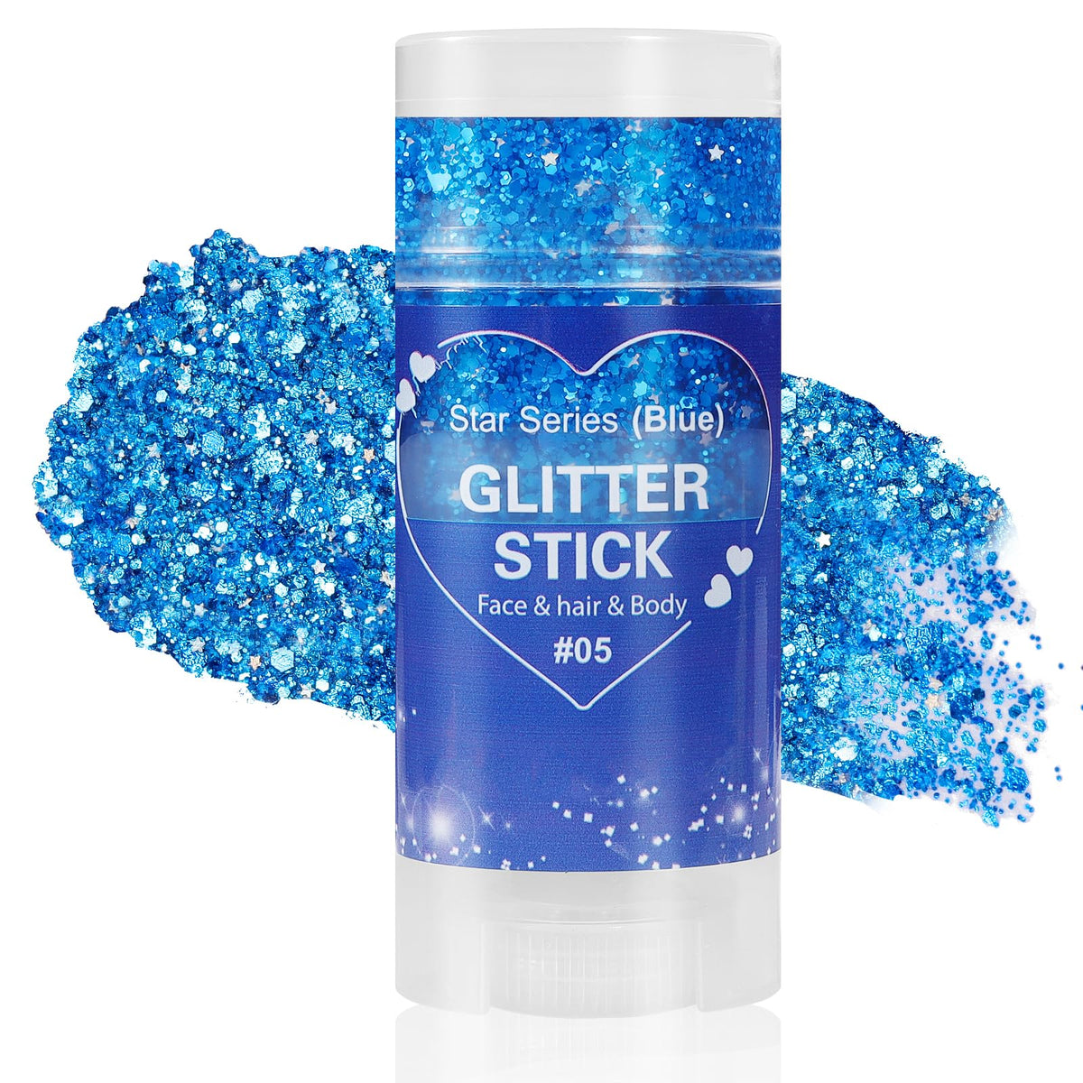 Mysense Blue Body Glitter Stick front view with packaging
