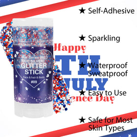 Mysense face tattoos featuring stars and stripes