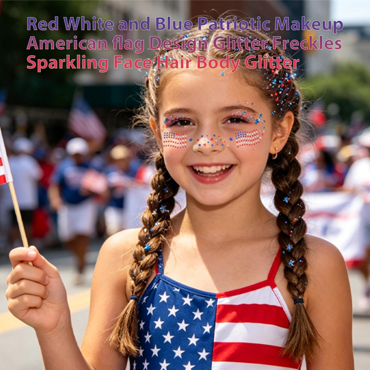 Mysense Glitter Stick with American flag design