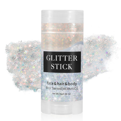 Mysense Mermaid Body Glitter Stick front view with iridescent sequins