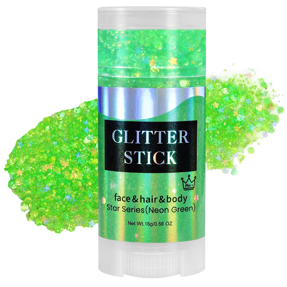 Mysense Neon Green Body Glitter Stick front view
