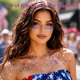 Mysense Patriotic Body Glitter Stick applied to cheekbone for a festive look