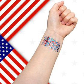 Mysense Patriotic Body Glitter Stick in hand outdoors during a celebration