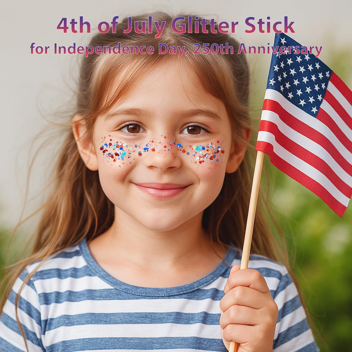 Mysense Patriotic Body Glitter Stick showing application on skin