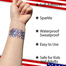 Mysense Patriotic Glitter Stick applied on cheekbones for a festive look