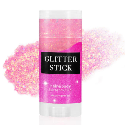 Mysense Pink Body Glitter Stick front view with chunky glitter