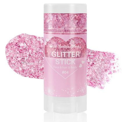 Mysense Pink Body Glitter Stick front view with pink glitter