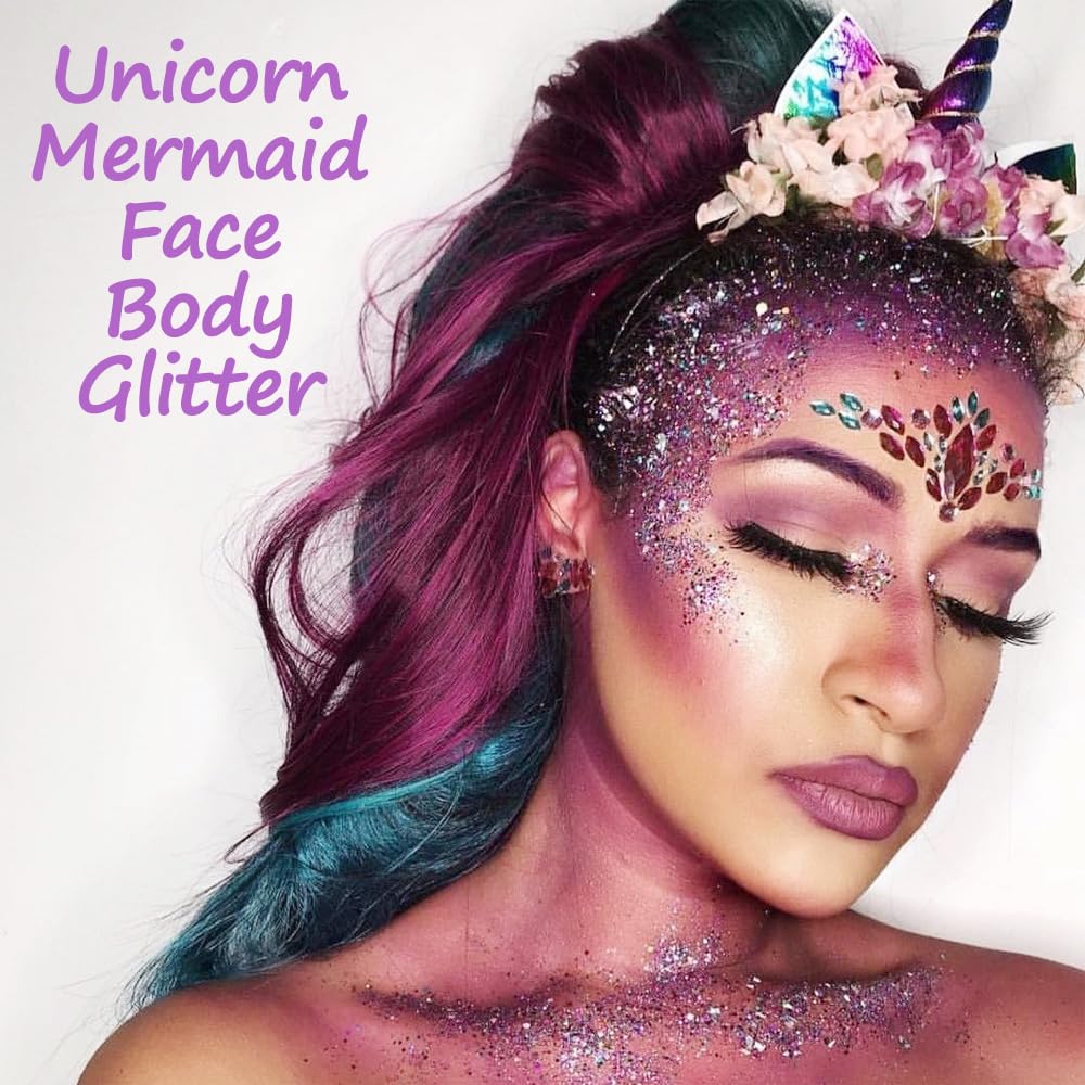 Mysense Purple Body Glitter Stick applied on skin for festival look