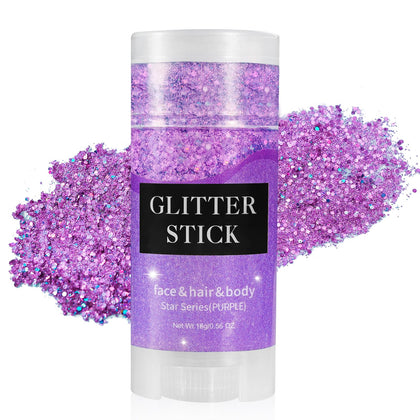 Mysense Purple Body Glitter Stick front view with glitter texture