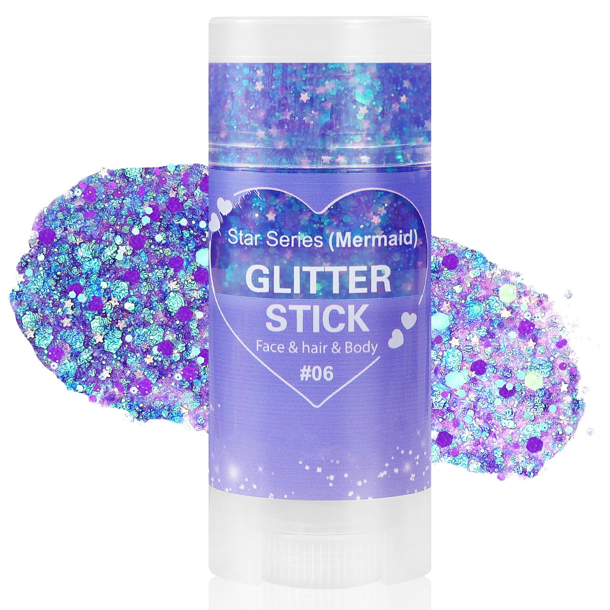 Mysense Purple Body Glitter Stick front view with vibrant glitter