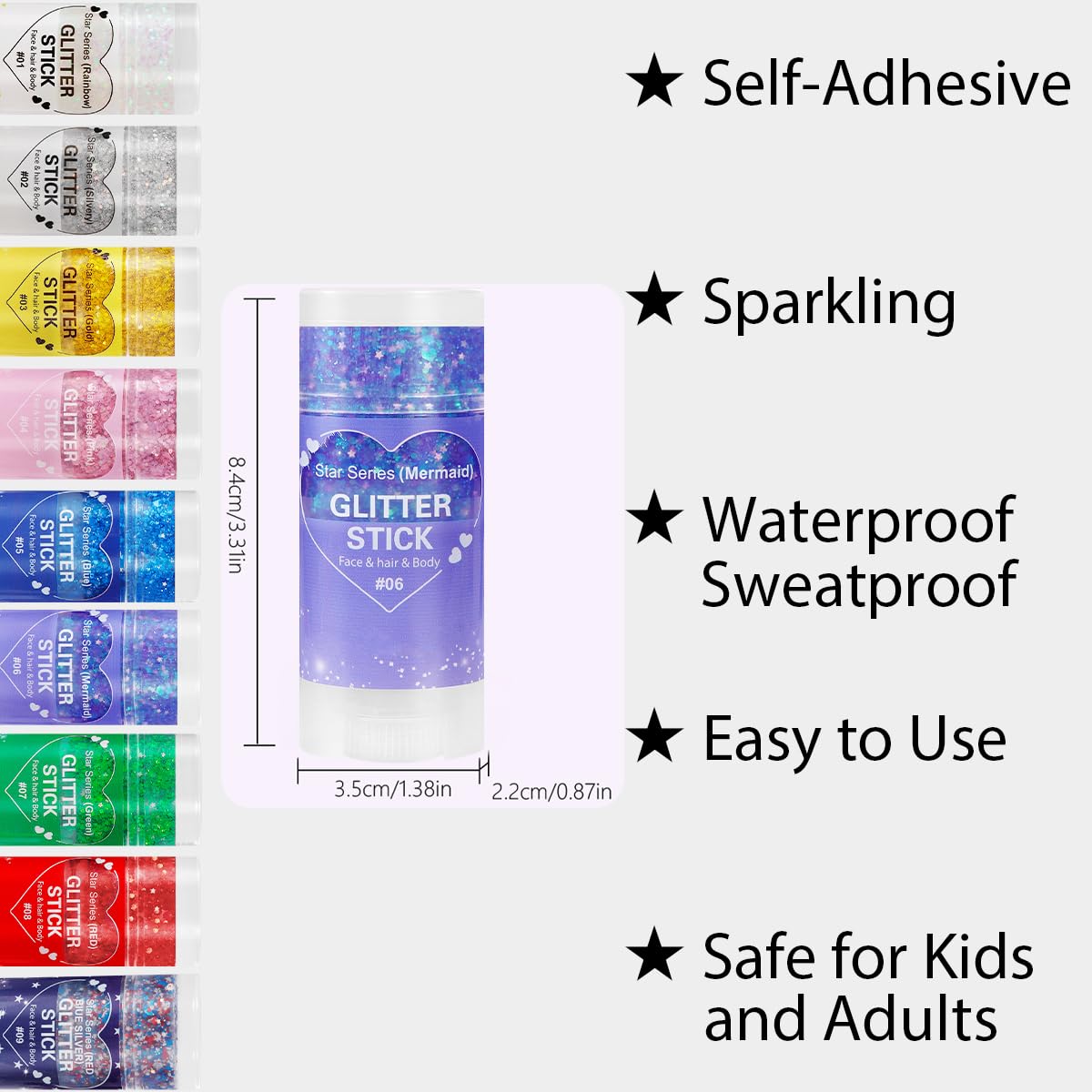 Mysense Purple Body Glitter Stick packaging with glitter details