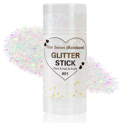 Mysense Rainbow Body Glitter Stick front view with sparkling glitter