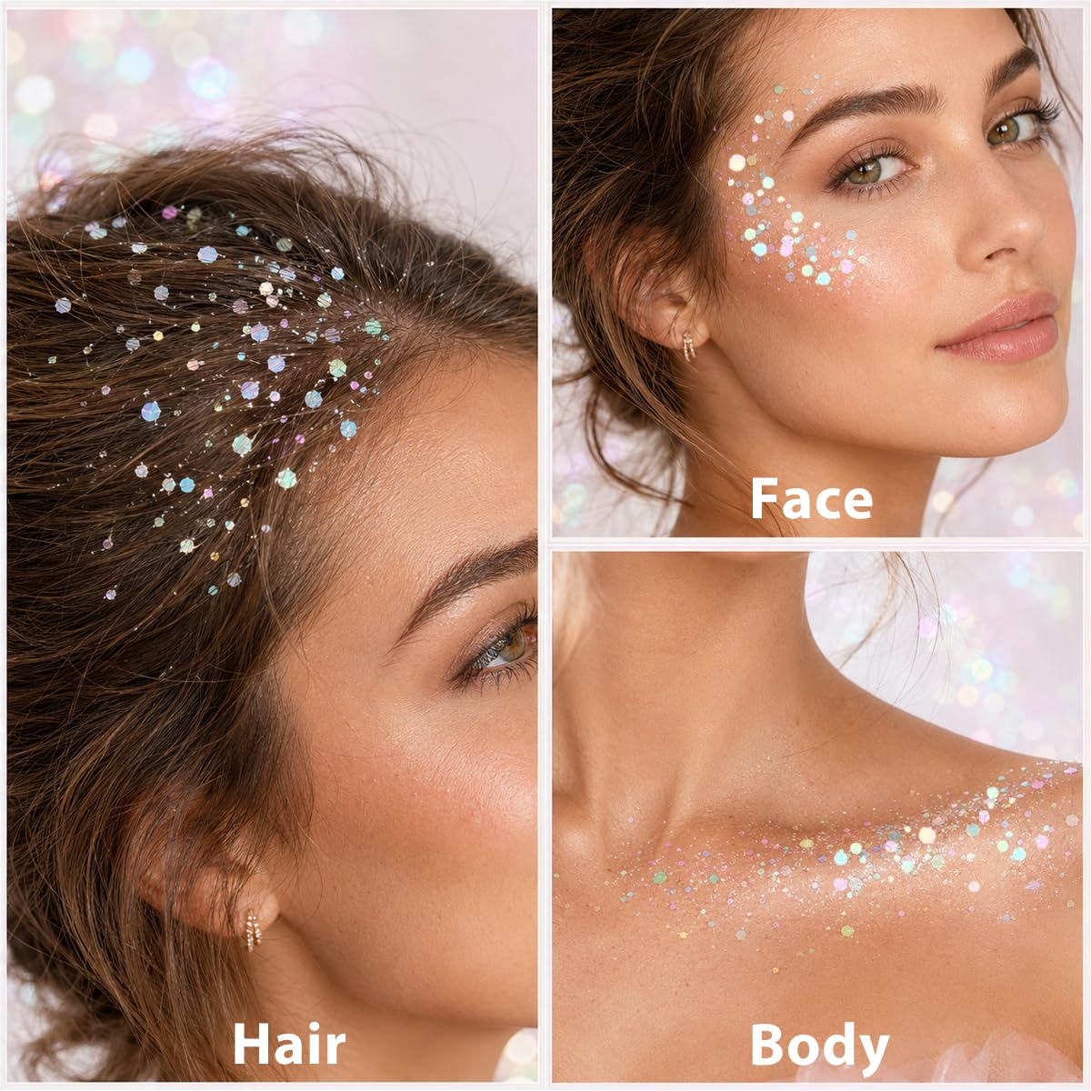 Mysense Rainbow Body Glitter Stick in hand with vibrant glitter