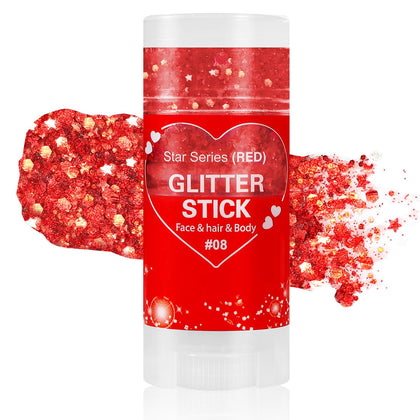 Mysense Red Body Glitter Stick front view with vibrant glitter