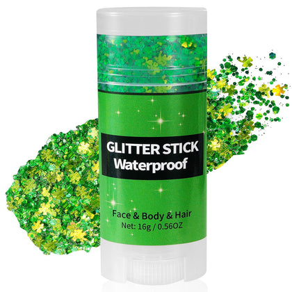 Mysense Shamrock Glitter Stick front view with shamrock design