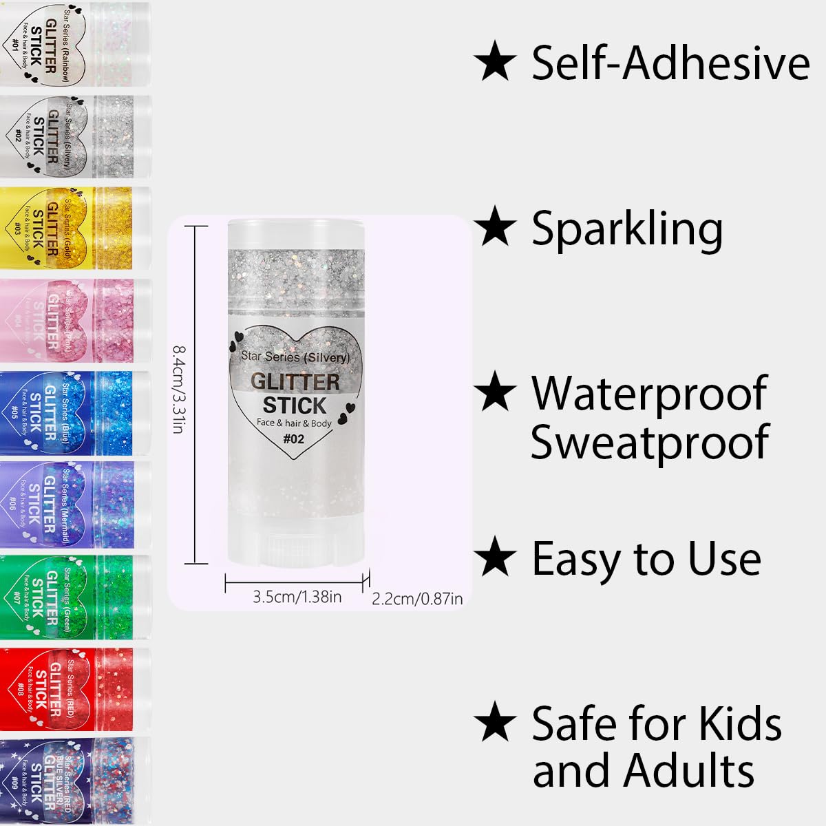 Mysense Silver Body Glitter Stick applied on skin showing vibrant sparkle