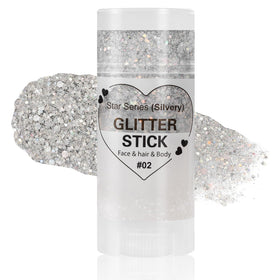 Mysense Silver Body Glitter Stick front view with sparkling glitter