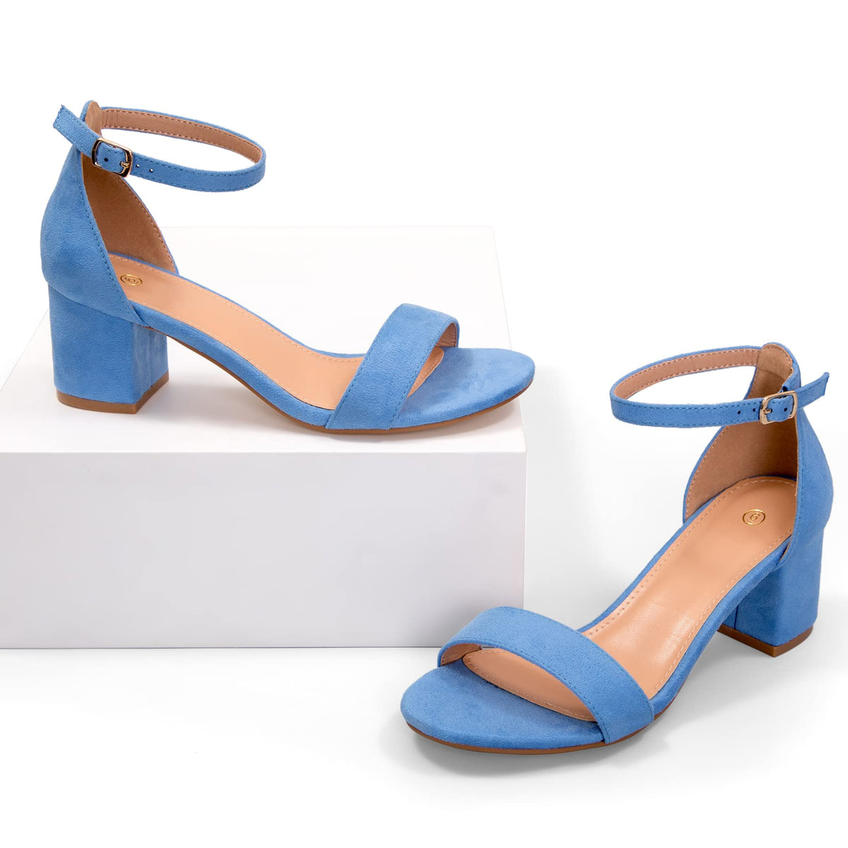 mysoft Chunky Heels Open Toe Dress Sandals with ankle strap