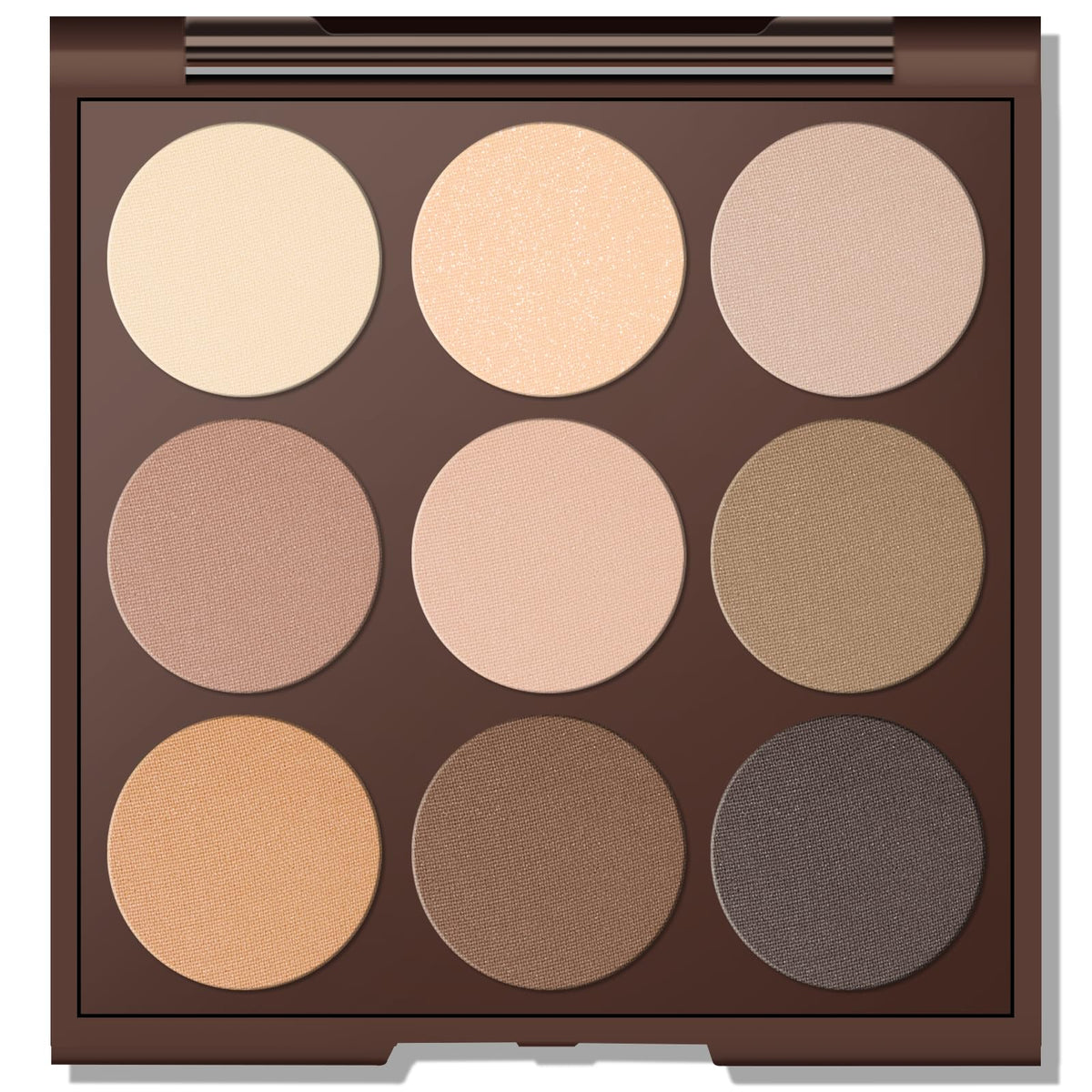 MYSTER ROSEY Neutral Eyeshadow Palette front view with 9 matte shades