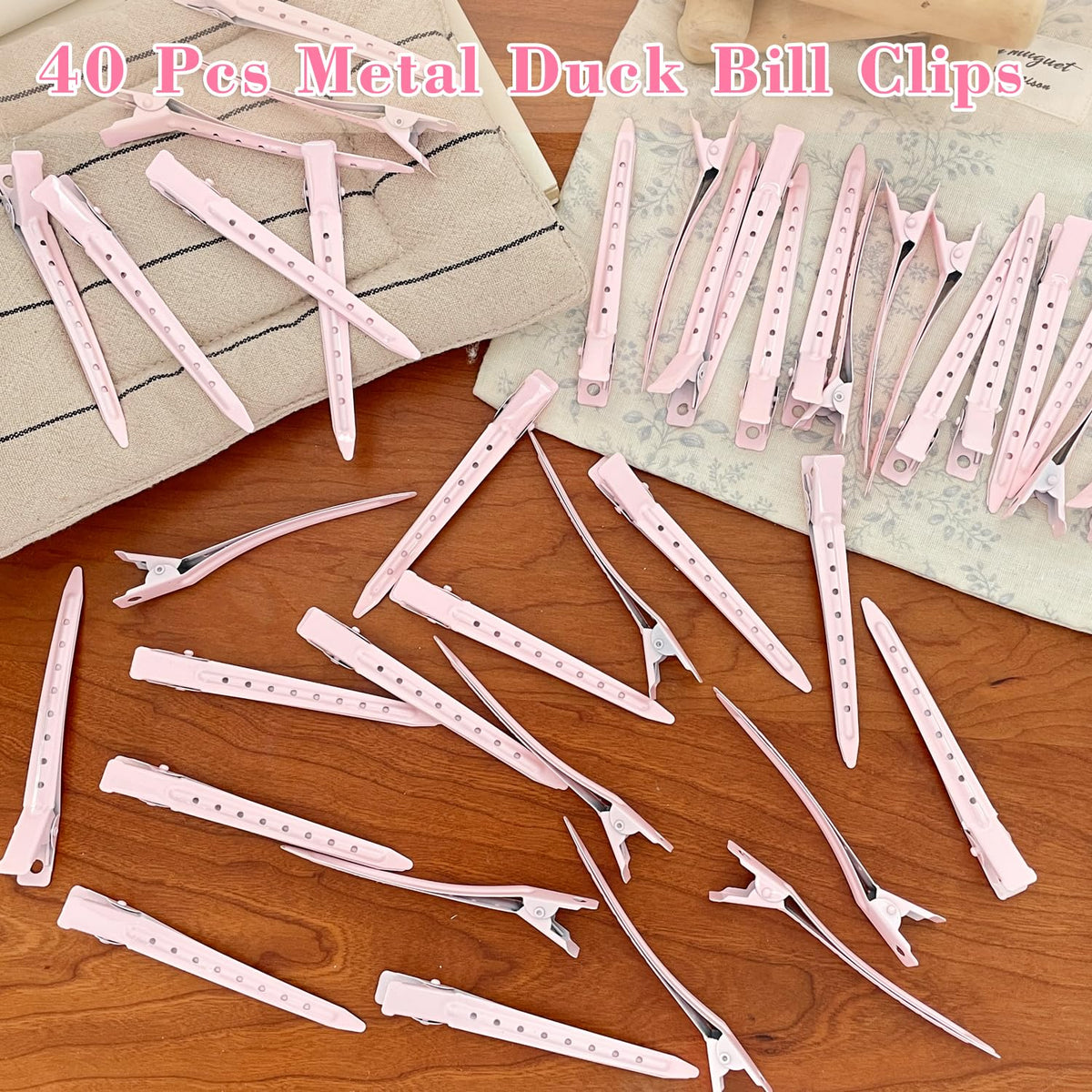 Mythos Pink Duck Billed Hair Clips in a stylish hairdo