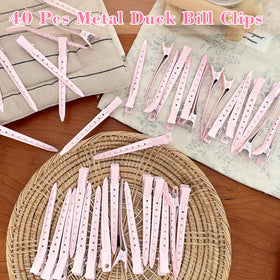 Mythos Pink Duck Billed Hair Clips showing different designs