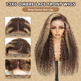Myzebo 32 Inch Ombre Lace Front Wig back view displaying length