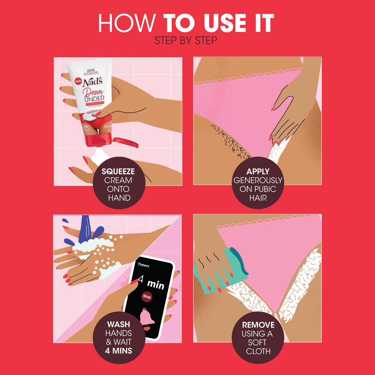 Nad's Down Under Cream 150 ml application on skin