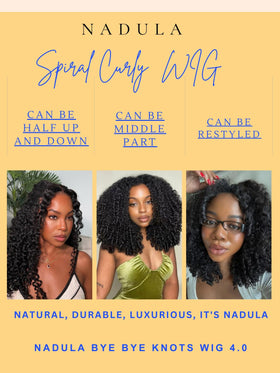 Nadula Bye Bye Knots Curly Wig displayed on a mannequin