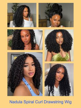 Nadula Bye Bye Knots Curly Wig styled for a party look