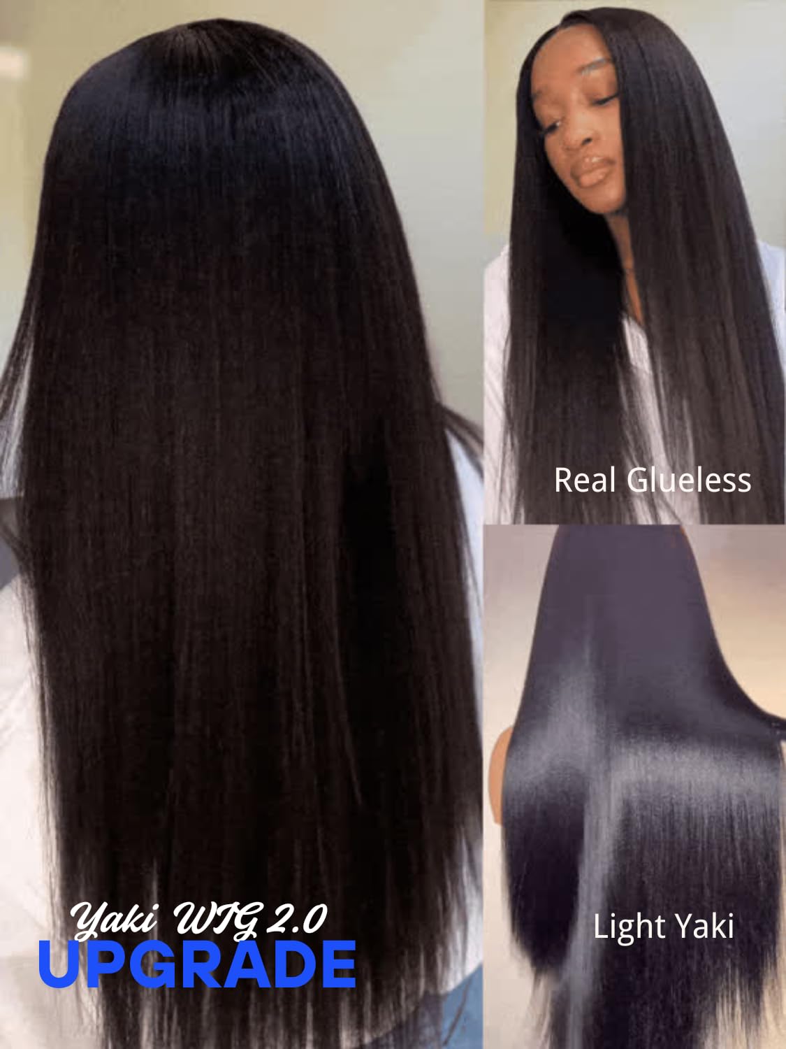 Nadula Bye Bye Knots Glueless Yaki Straight Wig styled look